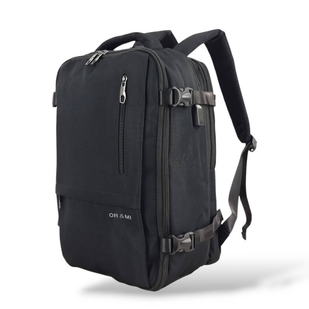 ORMI 5556 Σακίδιο Πλάτης Ταξιδιού Καμπίνας 43x30x20cm (+5cm) για Laptop 15.6" Μαύρο