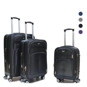 R&J 510-1 Σετ Βαλίτσες 3 Τεμαχίων (19-23-27”) – Υφασμάτινες με Ρόδες 360° για Ταξίδια & Cabin
